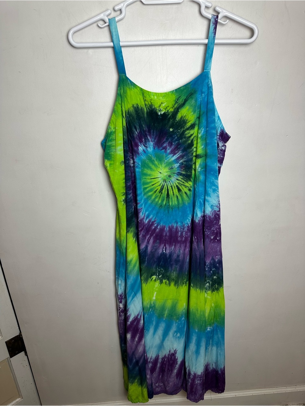Dharma Trading Company Tie Dye Dress Women's Size XL 100% Rayon Tie Back Summer